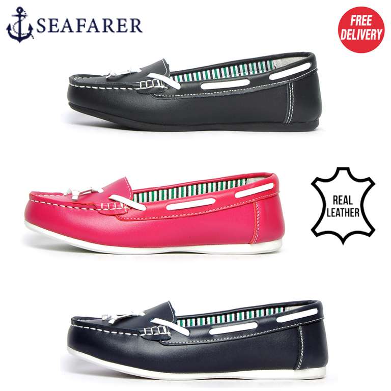Seafarer Yachtsman Leather Slip On Womens Deck Shoes only £12.49 Delivered with Code From Express Trainers