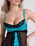 Lovehoney Empress Blue Satin and Lace Chemise Set - £14 + Free Delivery On All Orders - @ Lovehoney
