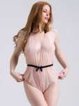 Barely There Sheer Blush Pink Crotchless Teddy on offer plus Free Delivery with code