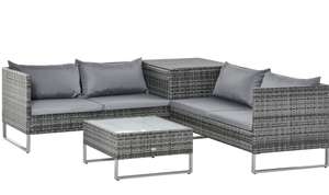 Outsunny 4Pcs Patio Rattan Sofa Garden Furniture Set Table with Cushions 4 Seater £340 with code @ outsunny eBay