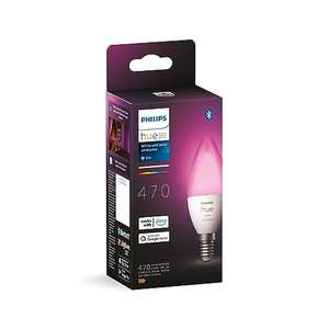 Philips Hue White and Colour Ambiance Smart Light Bulb [E14 Small Edison Screw] with Bluetooth.