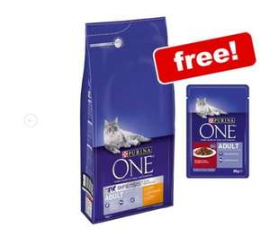 6kg Purina ONE Adult Chicken Dry Cat Food + 8 x 85g Wet Food Free!