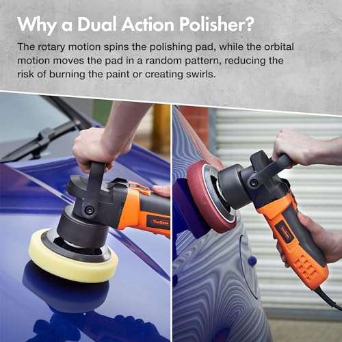 VonHaus Dual Action Polisher Kit, Random Orbit Polishing Machine, 600W, Includes 4 Buffing Pads and Carry Case - Sold by VonHaus UK