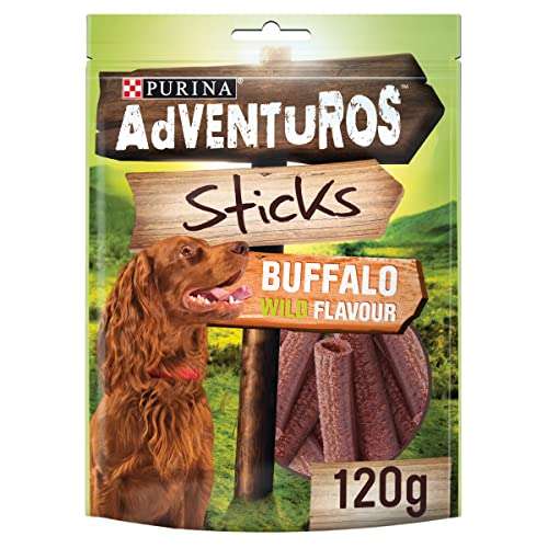 Adventuros Sticks Dog Treats Buffalo Flavour, 120 g - 99p - or 94p with Subscribe & Save / £0.74 with 1st Time S&S Voucher @ Amazon