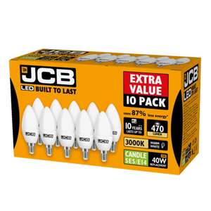 JCB: E14 LED Extra Value 10 Pack Candle Bulb - Warm White £6.99 @ Home Bargains, Edinburgh