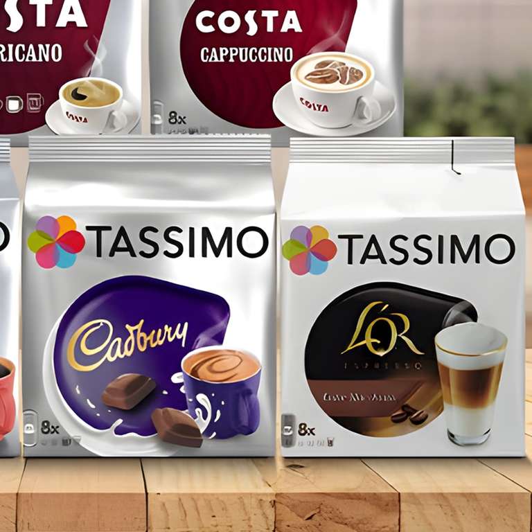 Tassimo Assorted Bundle Coffee & Hot Chocolate 5 Packs (56 Drinks) (£25 Minimum Order / Free Delivery) @ Discount Dragon