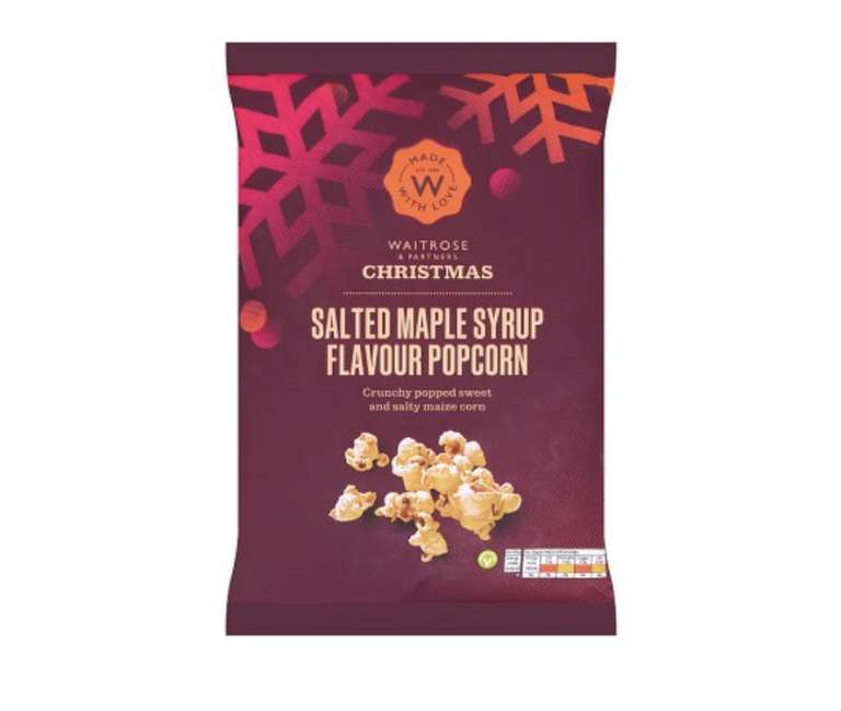 Waitrose Christmas Salted Maple Syrup Flavour Popcorn 100g