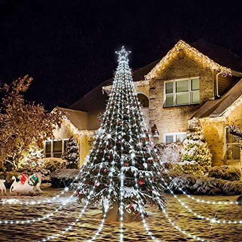 714 LED Waterfall Christmas Tree Lights with Topper Star Fairy Lights Mains Powered £25.99 @ Trywill / Amazon