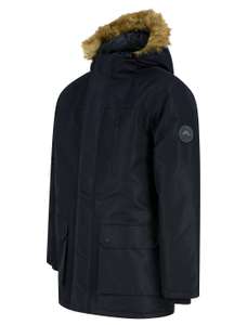 Men’s Taslon Parka Coat with Faux Fur Trim Hood in Black with Code