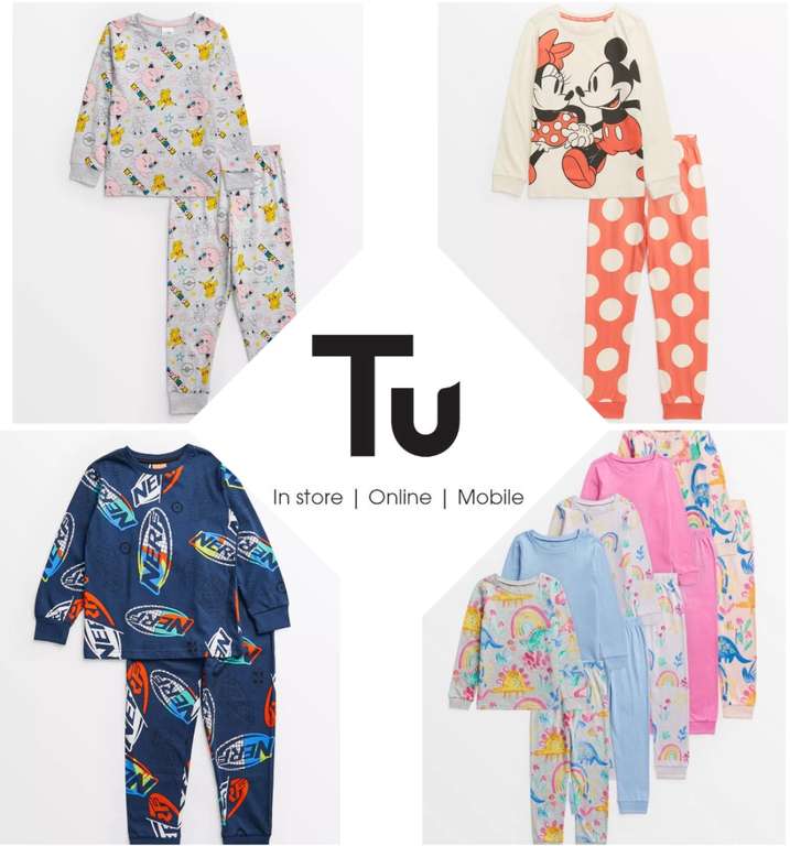 Up to 70% off Kid's Character Pyjamas (from £3.60 including Pokemon, Disney, Nerf, Mr Men) + free click & collect