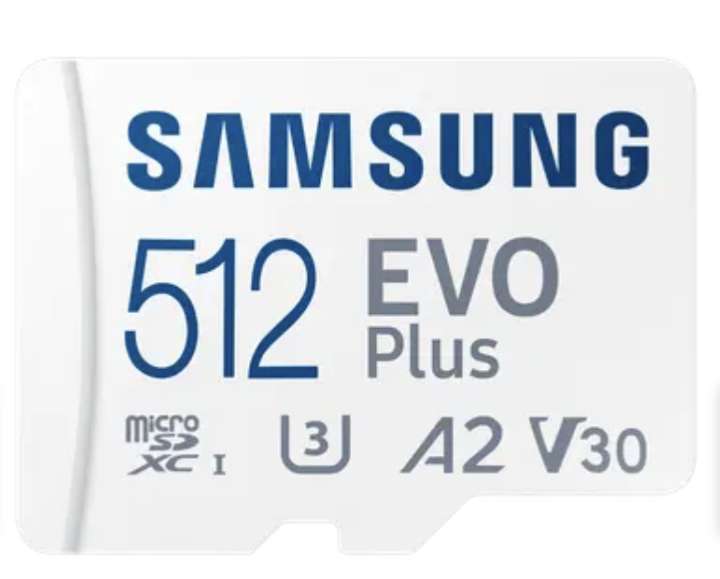 512GB - Samsung Evo Plus microSD card (SDXC) + SD Adapter - 130MB/s
