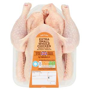 Sainsburys British Fresh Extra Small Whole Chicken 0.9-1.35kg (approx. 1.1kg) - £2.00 @ Sainsbury's