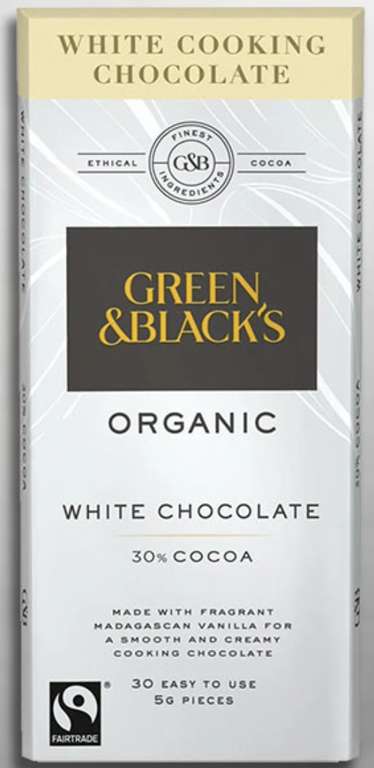 15 x Green & Black’s Organic White Cooking Chocolate 150g Bars (BBE 21/06/22) - £10 Delivered @ Yankee Bundles