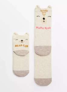 Oatmeal Mama Bear & Cub Socks 2 Pack free C&C