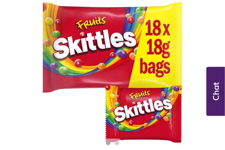 Skittles Vegan Chewy Sweets Fruit Flavoured Rainbow Funsize Snacksize Bags 324g £1.40 @ Ocado
