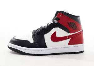 Air Jordan 1 Mid trainers in dark grey and gym red with code members (All sizes in stock)