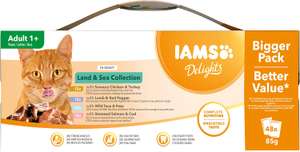 IAMS Delights Wet Food Land for Adult Cats, 48x85g - £14 + £4.99 non prime delivery @ Amazon