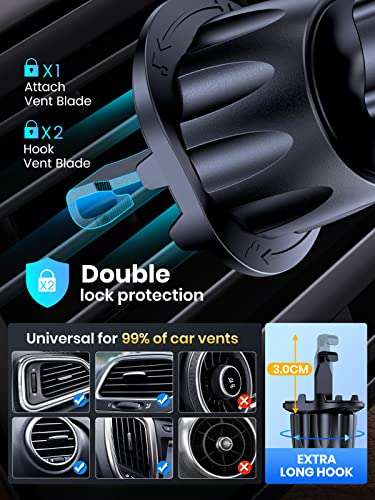 TOPK Phone Holder for Car with Hook Clip Air Vent Car Mount 360° Rotation Universal Mobile Phone Mount(w/voucher) @ TOPKDirect