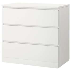 MALM Chest of 3 drawers, White, 80x78 cm. Free C&C. Green, Grey and Black also available