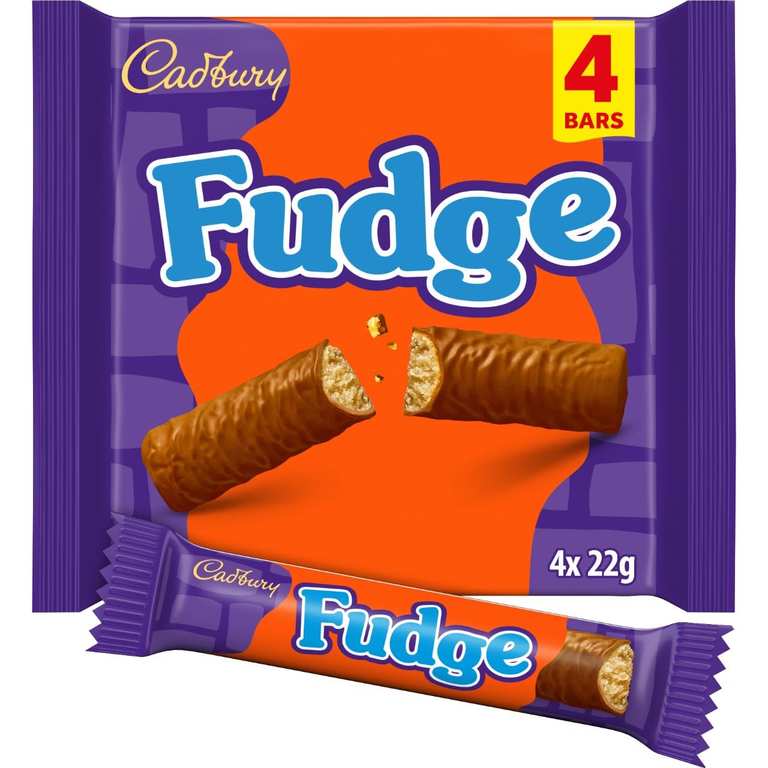 Cadbury Milk Chocolate Fudge Bar, 88g (Pack of 4 Bars) - 95p / 85p S&S