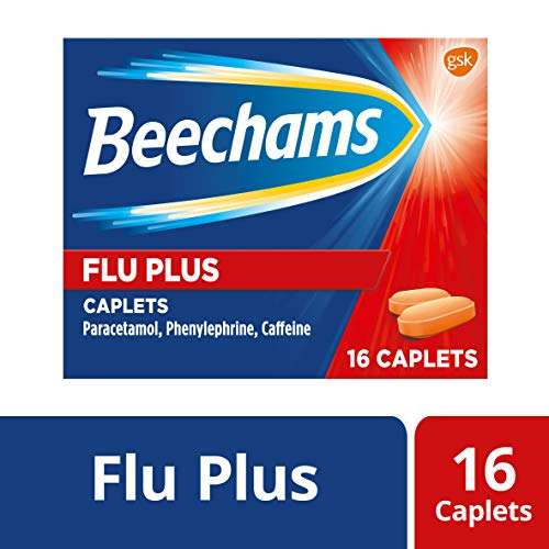 Beechams Cold & Flu Tablets, Pain & Congestion Relief Medicine with Paracetamol, 16 tablets
