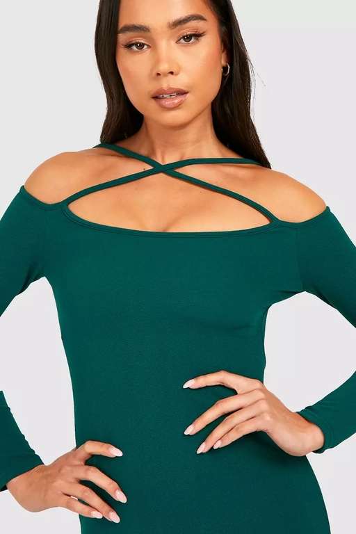 Petite Cold Shoulder Long Sleeve Maxi Dress - £6 + Free Delivery With Code - @ Debenhams sold by Boohoo