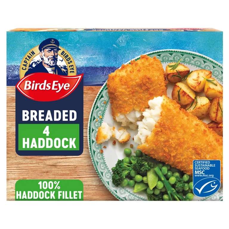 Birds Eye 4 Breaded Haddock Fish Fillets 440g