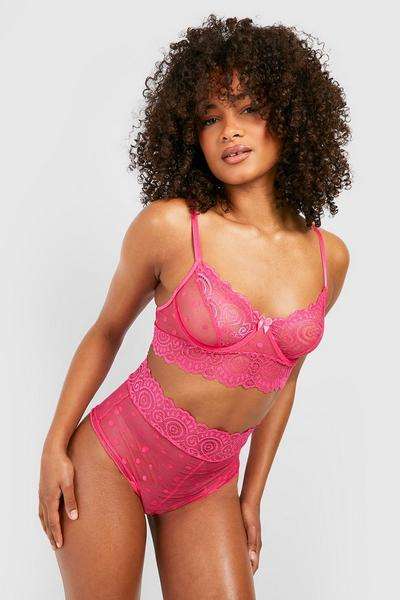 Lace Mesh Bra & High Waist Knicker Set now £15.40 plus free delivery code Sold & delivered by boohoo @ Debenhams