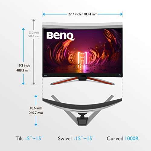BenQ MOBIUZ EX3210R Curved Gaming Monitor (32 inch, 1440P, 165 Hz, 1ms, HDR 400) £299.99 @ Amazon