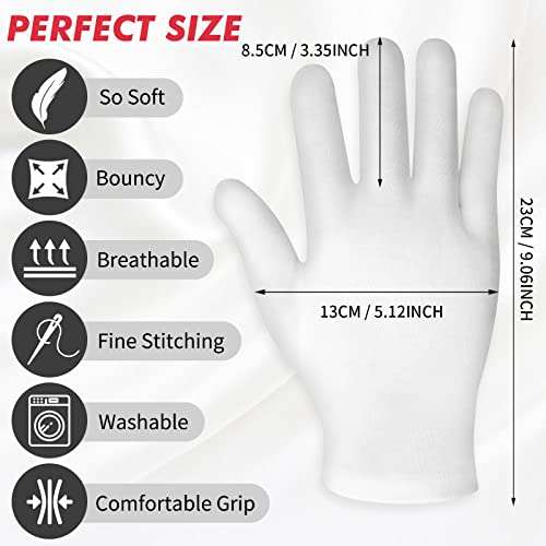 Sibba White Cotton Gloves for Overnight Moisturizing, 10 Pairs at £3.99 ...