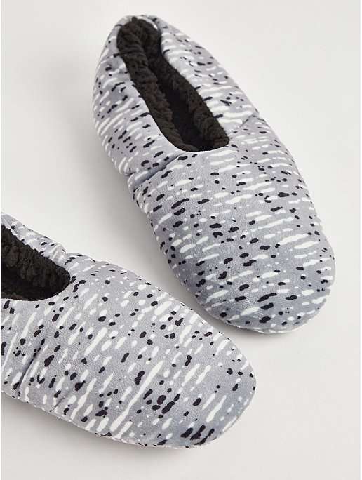 Kids Grey Glitch Design Fleece Slippers - £1 Free Click & Collect @ George (Asda)
