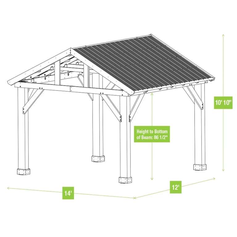 Yardistry 14ft x 12ft (4.3 x 3.7m) Cedar Pavilion with Aluminium Roof - £1499.98 Delivered Members Only @ Costco