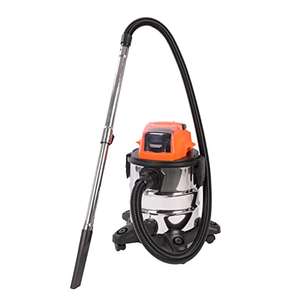 Yard Force 20V Wet and Dry Vacuum Cleaner 20L Stainless Tank with 4.0Ah Battery and Charger - Silver