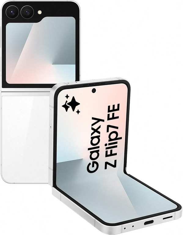 Samsung Galaxy Z Flip7 FE AI Phone 256GB + 25W Charger With Student Prime / £443.99 w/smartTag2 (White) choose no rush for further 1% off