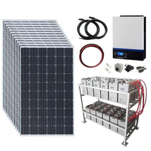 3.6kW 48V Complete Off-grid Kit: 12 x 300W solar panels, 5000W hybrid inverter, 24kwh battery £6699.99 at Photonics Universe / ebay