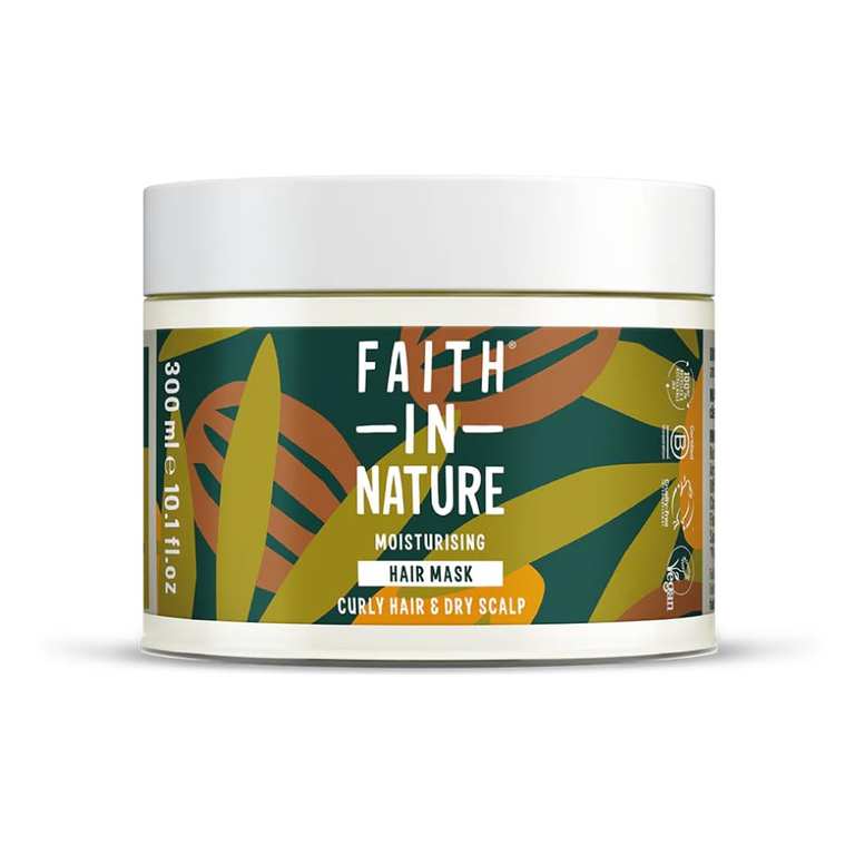 Faith In Nature Organic Shea & Argan Hair Mask, Moisturising for Curly Hair & Dry Scalp, 300ml