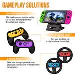 Accessories Bundle for Nintendo Switch (NOT OLED) Geek Pack: Screen Protector, Joycon Grips & Racing Wheels, Charge Dock, Case @ Orzly / FBA
