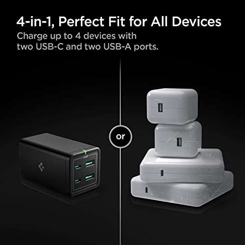 Spigen 120W GaN Fast 4-Port USB C Charging Station, 100W via USB-C PD Fast Charging Hub - w/Voucher - Sold by Spigen UK FBA