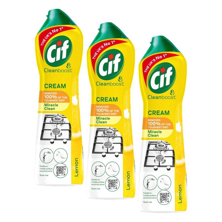 Cif Lemon Cream Cleaner Multipurpose Surface Cleaner 500 ml (Pack of 3)