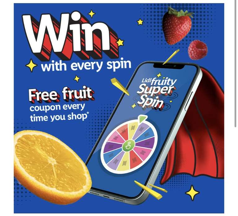 Lidl’s Fruity Super Spin Scheme - Free Fruit Coupon Everytime You Shop with The Lidl Plus App (1 Per Day)