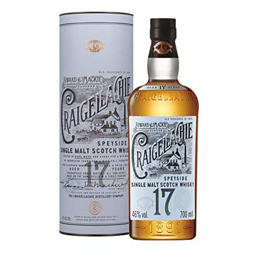 Craigellachie 17 Year Old Speyside Scotch Single Malt Whisky with Gift Tube, Sherry & Bourbon Cask Finish, 46% ABV, 70cl £94.95 @ Amazon