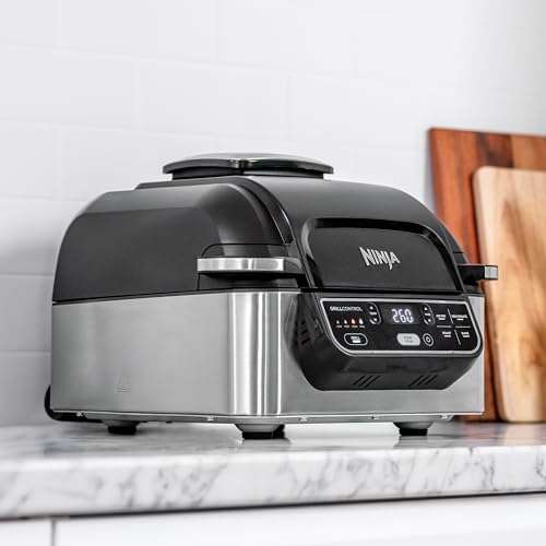 Ninja Foodi Health Grill and Air Fryer [AG301UK] 5.7 Litres, Brushed Steel and Black - W/Voucher