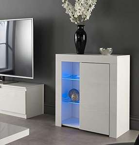 MMT Furniture Designs Ltd Modern White Matt Gloss Buffet Sideboard Display Cabinet with LED Lights £59.99 @ Amazon