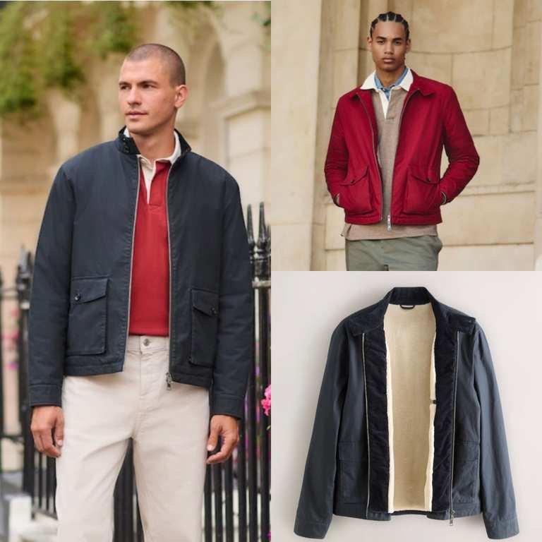Next men's Borg Lined Shower Resistant Harrington Jacket, Navy - XS, S, XL / Red £28 - Sizes XS to 4XL - Free C&C