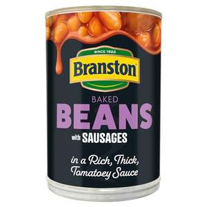 Branston Baked Beans in Tom Sauce with Sausages, Pack of 6 x 405 g (Minimum order quantity 5)