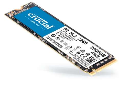 Crucial P2 2TB M.2 PCIe Gen3 NVMe Internal SSD - Up to 2400MB/s - CT2000P2SSD8 - £123.99 @ Amazon