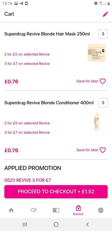 Superdrug Blonde Revive Conditioner and Hair Mask - £1.25 each / 3 for 76p + Free Click and Collect @ Superdrug