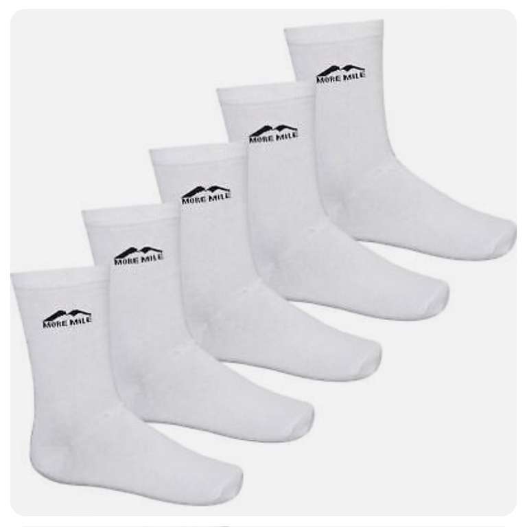 More Mile 5 Pack Stormstad Sports Socks White Sizes 5.5-10.5 - £3.49 delivered from startfitness-outlet ebay