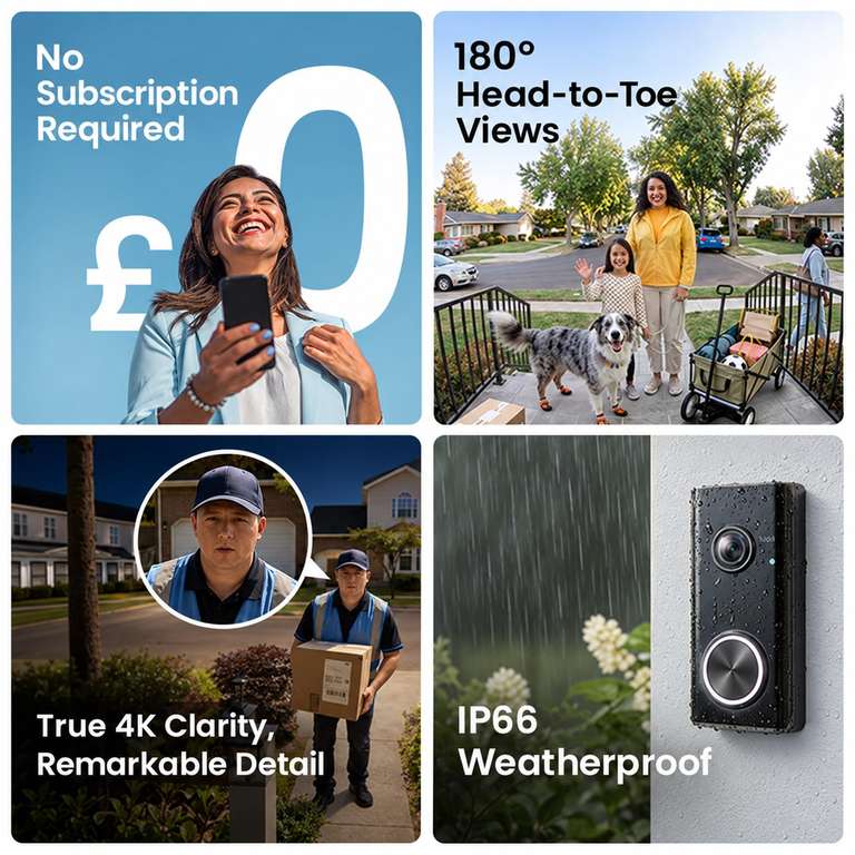 Tapo D260 Pro 4K 8MP Battery Doorbell Camera Wireless £187.40 at Amazon ...