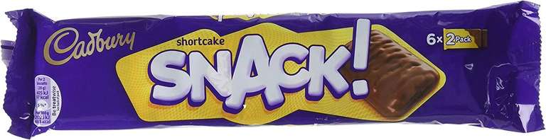 Cadbury Snack! Multipack OFFICIAL, 6-Pack of 2 Chocolate-Covered Shortcake Biscuits, 120g £1 @ Amazon